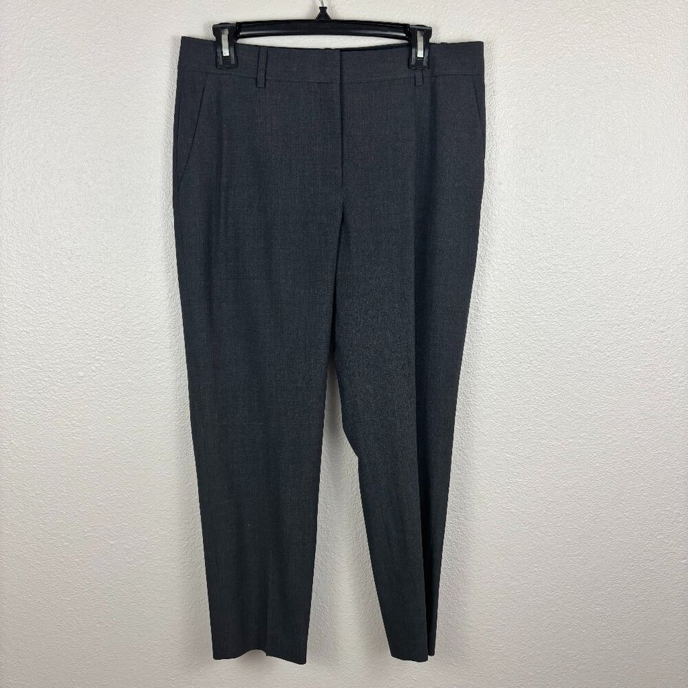 Theory Womens Heather Gray Stretch Mid Rise Straight Ankle Dress Pants Size 8
